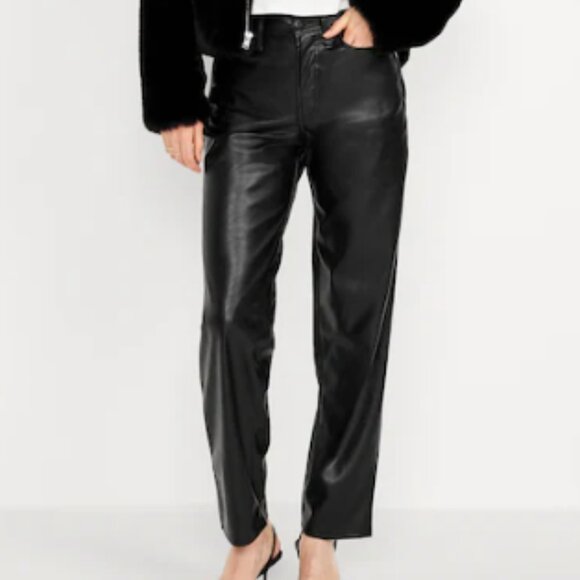Old Navy Hise Rise OG Faux Leather Pants in Black Plus Size 24 - Picture 2 of 12